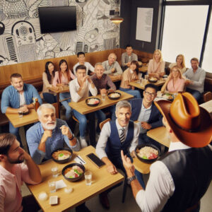 Business Lunch Club lunch-and learn at fast Teriyaki rice bowl Japanese restaurant